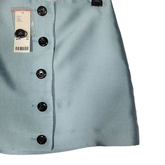 NWT Urban Outfitters Textured Blue Button Down Mini Skirt Size Medium - Picture 3 of 10